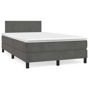 Box spring postel s matrací a LED tmavě šedá 120 x 190 cm samet - obrázek 3