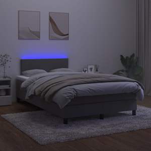 Box spring postel s matrací a LED tmavě šedá 120 x 190 cm samet - obrázek 4