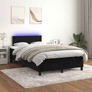 Box spring postel s matrací a LED černá 120 x 190 cm samet - obrázek 5