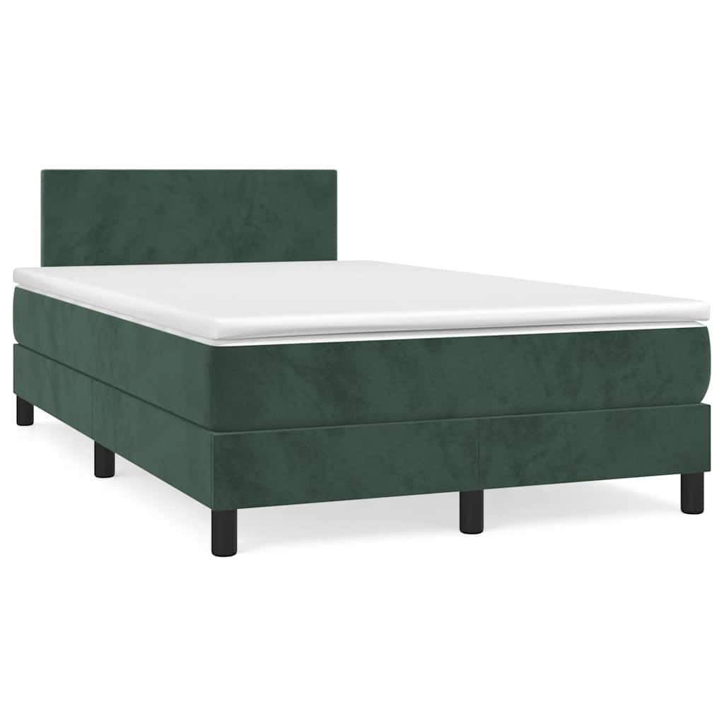 vidaXL Boxspring met matras en LED fluweel donkergroen 120x190 cm afbeelding