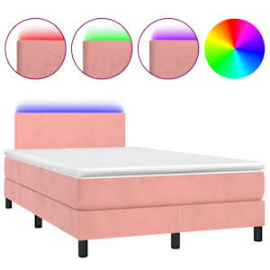 Box spring postel s matrací a LED růžová 120 x 190 cm samet - obrázek 2