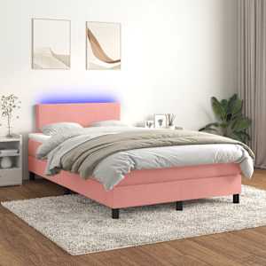 Box spring postel s matrací a LED růžová 120 x 190 cm samet - obrázek 5