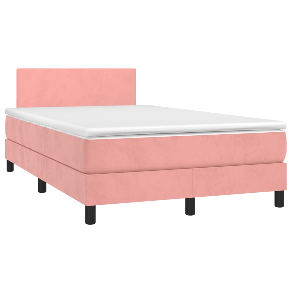 Boxspringbett mit Matratze & LED Rosa 120×190 cm Samt