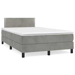 Box spring postel s matrací a LED světle šedá 120x190 cm samet - obrázek 3