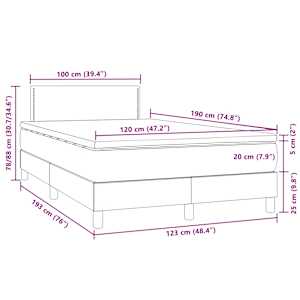 Box spring postel s matrací a LED tmavě šedá 120 x 190 cm samet - obrázek 11