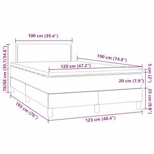 Box spring postel s matrací a LED tmavě modrá 120x190 cm samet - obrázek 11