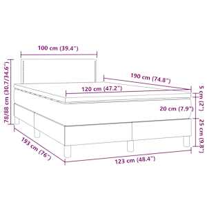 Box spring postel s matrací a LED růžová 120 x 190 cm samet - obrázek 11