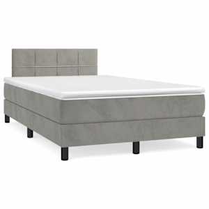 Box spring postel s matrací a LED světle šedá 120x190 cm samet - obrázek 3