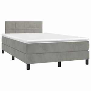 Box spring postel s matrací a LED světle šedá 120x190 cm samet - obrázek 1