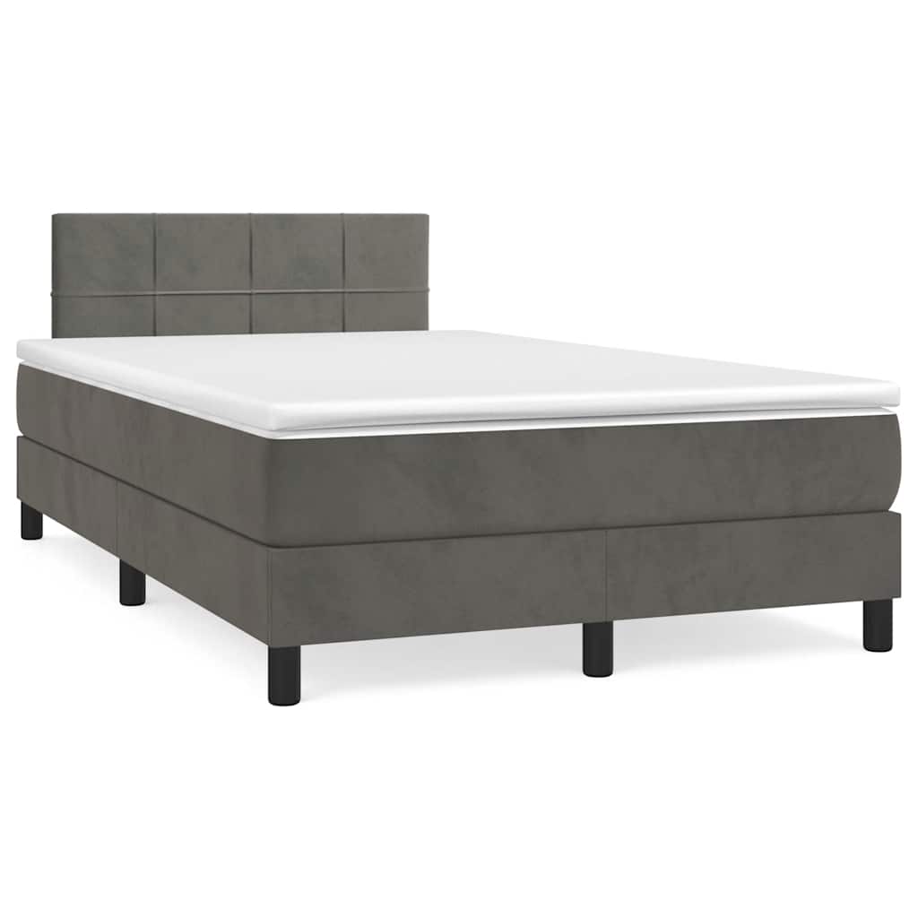 vidaXL Boxspring met matras en LED fluweel donkergrijs 120x190 cm afbeelding