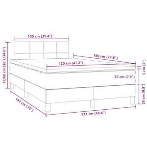 Box spring postel s matrací a LED tmavě šedá 120 x 190 cm samet - obrázek 11