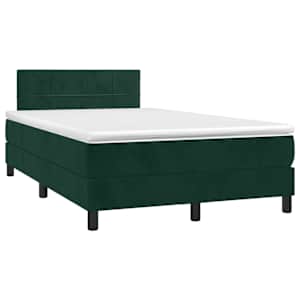 Box spring postel s matrací a LED tmavě zelená 120x190 cm samet - obrázek 1