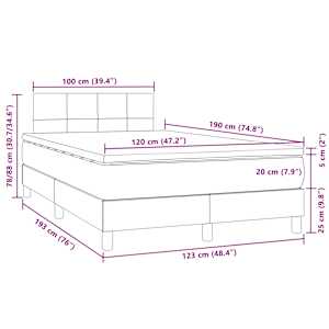 Box spring postel s matrací a LED tmavě modrá 120x190 cm samet - obrázek 11