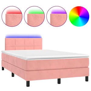 Box spring postel s matrací a LED růžová 120 x 190 cm samet - obrázek 2