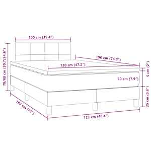 Box spring postel s matrací a LED růžová 120 x 190 cm samet - obrázek 11