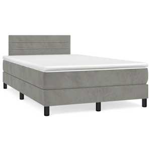 Box spring postel s matrací a LED světle šedá 120x190 cm samet - obrázek 3