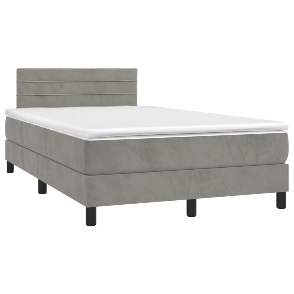 vidaXL Sommier à lattes de lit avec matelas LED gris clair 120x190 cm