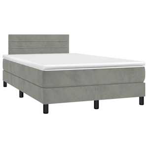 Box spring postel s matrací a LED světle šedá 120x190 cm samet - obrázek 1