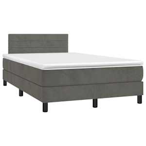Box spring postel s matrací a LED tmavě šedá 120 x 190 cm samet - obrázek 1