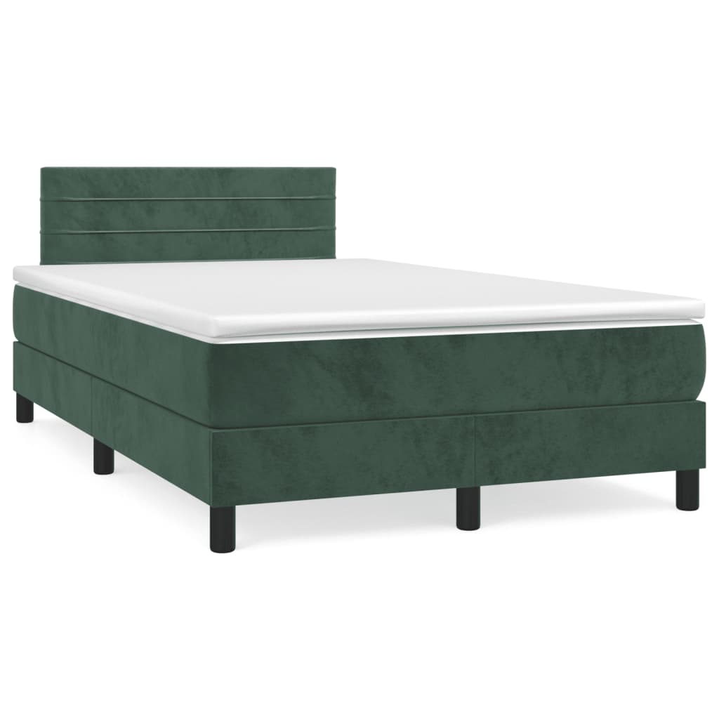 Boxspringbett mit Matratze & LED Dunkelgrün 120×190 cm Samt