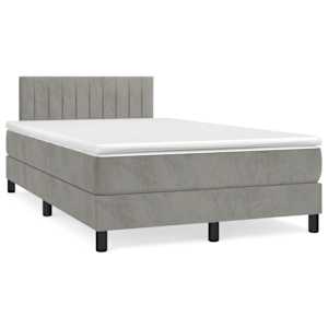 Box spring postel s matrací a LED světle šedá 120x190 cm samet - obrázek 3