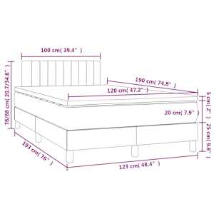 Box spring postel s matrací a LED světle šedá 120x190 cm samet - obrázek 11