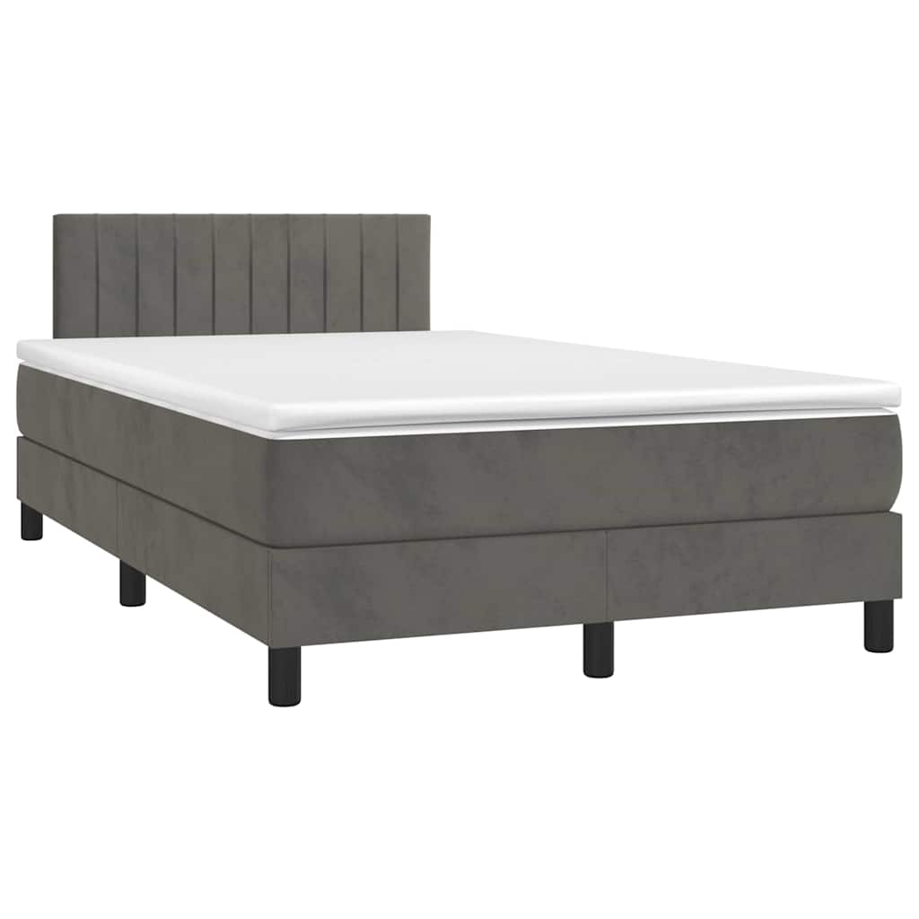 Thumbnail - vidaXL Boxspringbett mit Matratze & LED Dunkelgrau 120x190 cm Samt