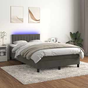 Box spring postel s matrací a LED tmavě šedá 120 x 190 cm samet - obrázek 5