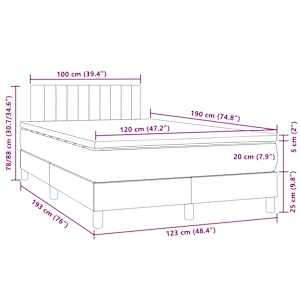 Box spring postel s matrací a LED černá 120 x 190 cm samet - obrázek 11