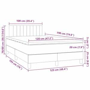 Box spring postel s matrací a LED tmavě zelená 120x190 cm samet - obrázek 11
