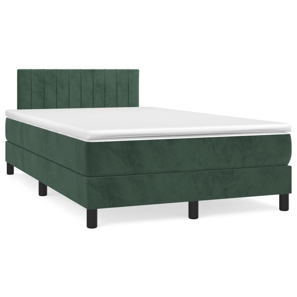 Boxspringbett mit Matratze & LED Dunkelgrün 120×190 cm Samt