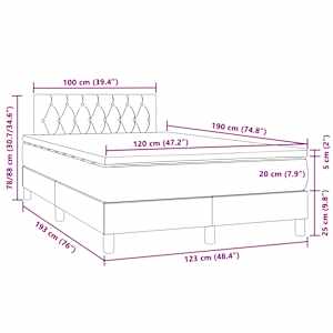 Box spring postel s matrací a LED světle šedá 120x190 cm samet - obrázek 11