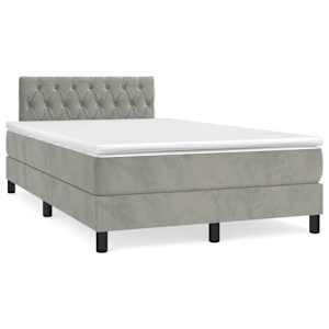 Box spring postel s matrací a LED světle šedá 120x190 cm samet - obrázek 1