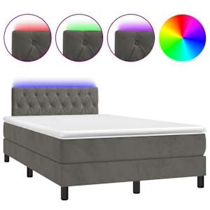 Box spring postel s matrací a LED tmavě šedá 120 x 190 cm samet - obrázek 2