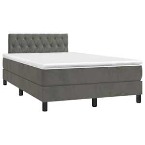 Box spring postel s matrací a LED tmavě šedá 120 x 190 cm samet - obrázek 3