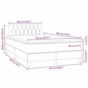 Box spring postel s matrací a LED tmavě šedá 120 x 190 cm samet - obrázek 11