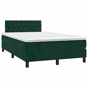 Box spring postel s matrací a LED tmavě zelená 120x190 cm samet - obrázek 3