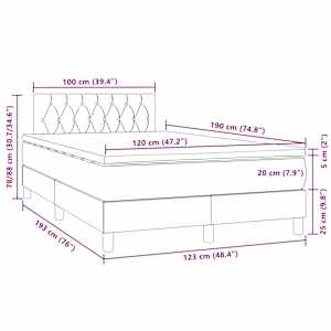 Box spring postel s matrací a LED tmavě modrá 120x190 cm samet - obrázek 11