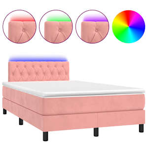 Box spring postel s matrací a LED růžová 120 x 190 cm samet - obrázek 2