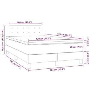 Box spring postel s matrací a LED světle šedá 120x190 cm samet - obrázek 11