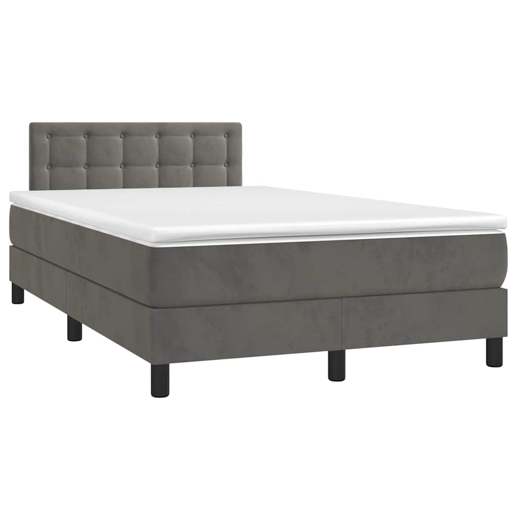 vidaXL Boxspring met matras en LED fluweel donkergrijs 120x190 cm afbeelding