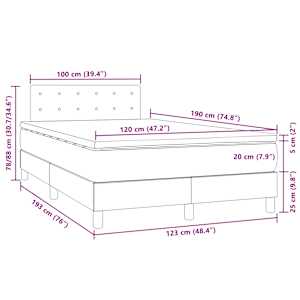 Box spring postel s matrací a LED tmavě šedá 120 x 190 cm samet - obrázek 11