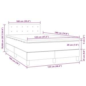 Box spring postel s matrací a LED černá 120 x 190 cm samet - obrázek 11