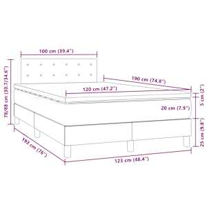 Box spring postel s matrací a LED tmavě zelená 120x190 cm samet - obrázek 11