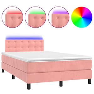 Box spring postel s matrací a LED růžová 120 x 190 cm samet - obrázek 2