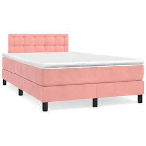 Box spring postel s matrací a LED růžová 120 x 190 cm samet - obrázek 1