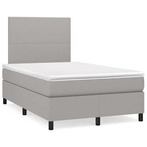 Box spring postelja z vzmetnico LED sv. siva 120x190 cm blago
