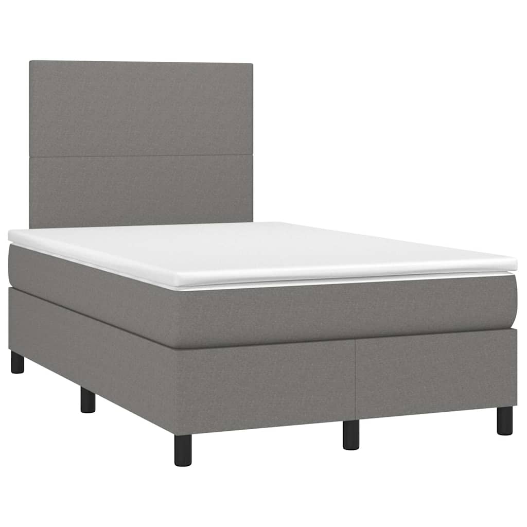 vidaXL Boxspring met matras en LED stof donkergrijs 120x190 cm afbeelding
