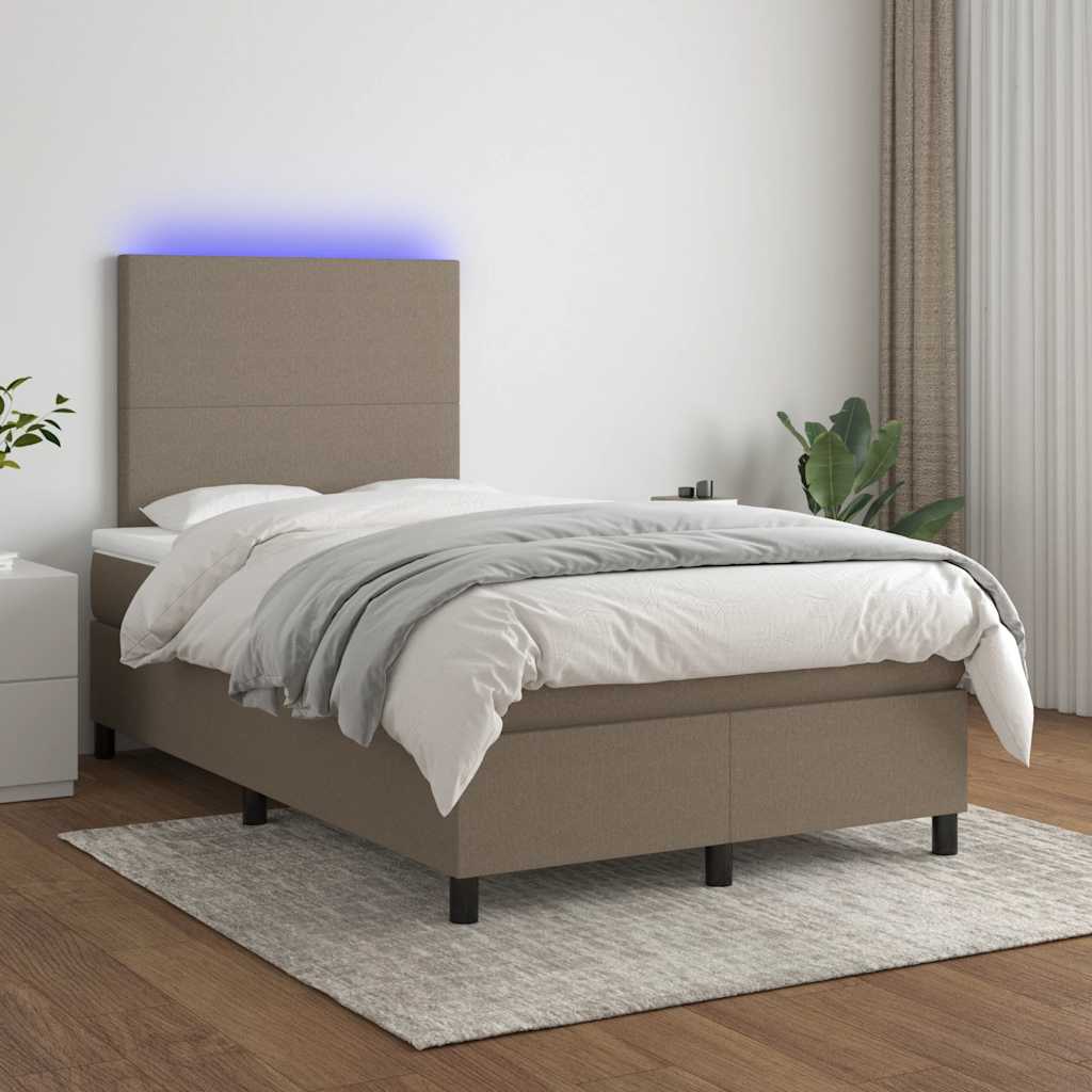 vidaXL Boxspring met matras en LED stof taupe 120x190 cm, foto 4