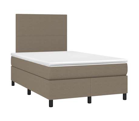 vidaXL Sommier &agrave; lattes de lit matelas et LED taupe 120x190 cm tissu